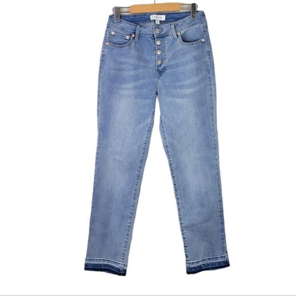 Popsugar Button Fly Ankle Jeans High Rise Raw Hem 6 - Picture 1 of 10